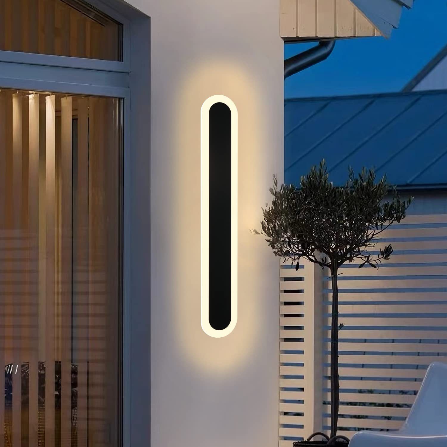 NETTLIFE LED-seinävalaisin ulkokäyttöön 50 cm musta Villa pitkä ulkovalaisin IP65 vedenpitävä moderni 10 W eteiseen ja kylpyhuoneeseen