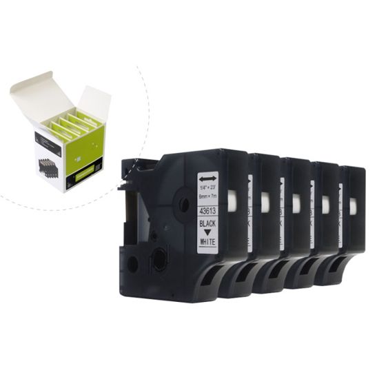 JetWorld Vaihtotarra Dymo D1 Mustavalkoinen Tekstinauha 6mm x 7m (5kpl) LM100, LM100+, LM200, LM300, LM400, LM420P, LM350, LM350D, LM360D, LM450D, LM260P, LM120P, LM500TS, LM160, LM210D, LM280, LM150, LM220 (43613) (S0720780)