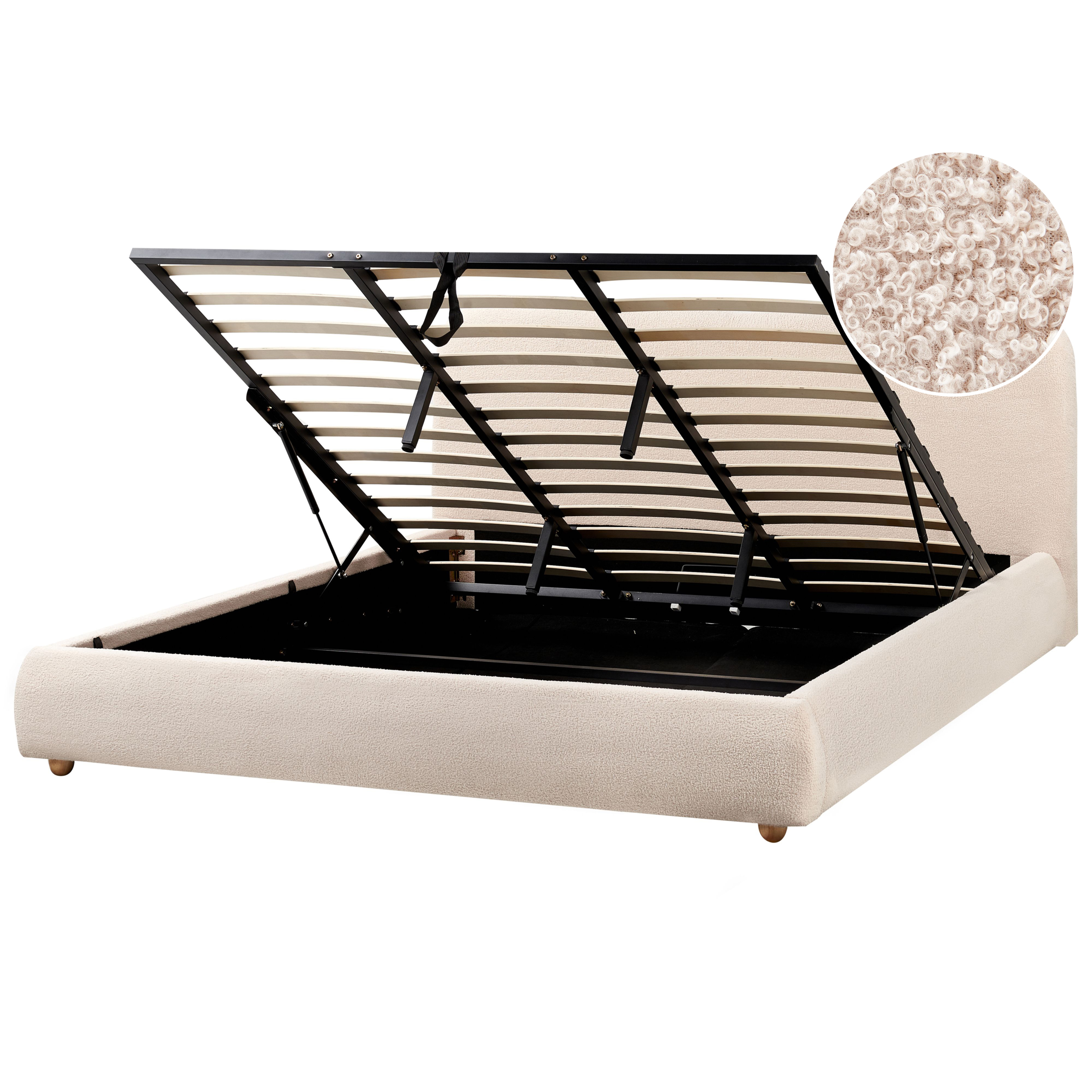 Sänky säilytystilalla buklee BLAGNAC 180 x 200 cm Vaaleanbeige