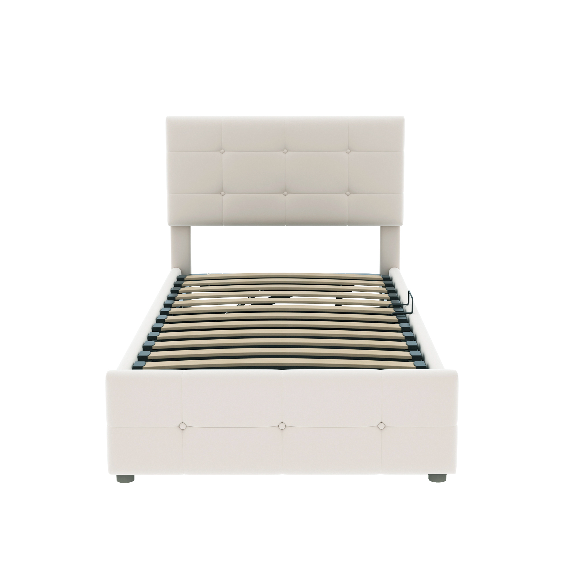 Verhoiltu Sänky 90 x 200 cm, Beige Sametti, Hydraulinen + Säilytystila
