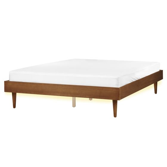 Sänky LED-valoilla TOUCY 160 x 200 cm Ruskea saarni