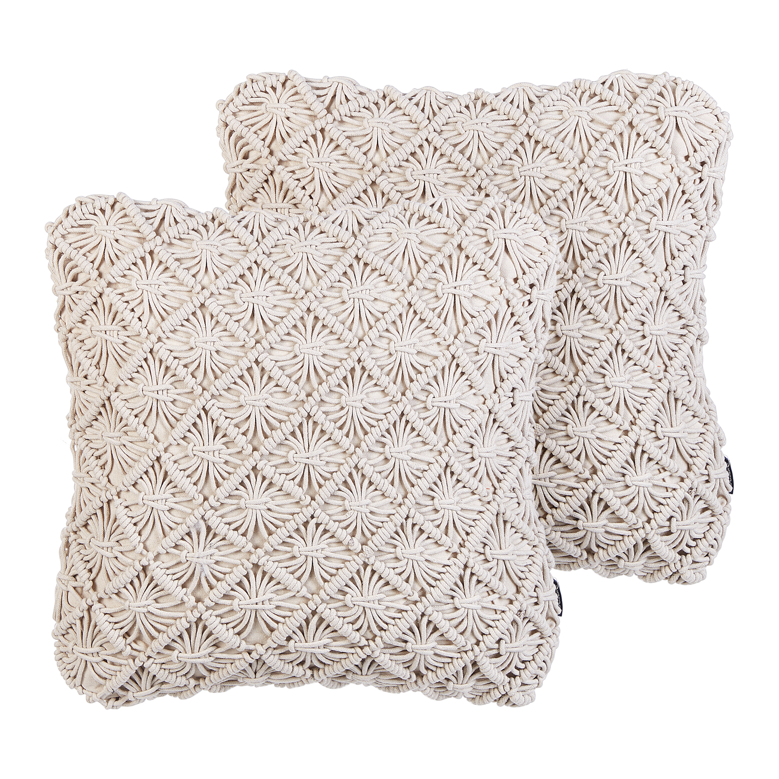 Koristetyynysetti 2 kpl KIZKALESI puuvilla 45 x 45 cm Vaaleanbeige Geometrinen kuvio