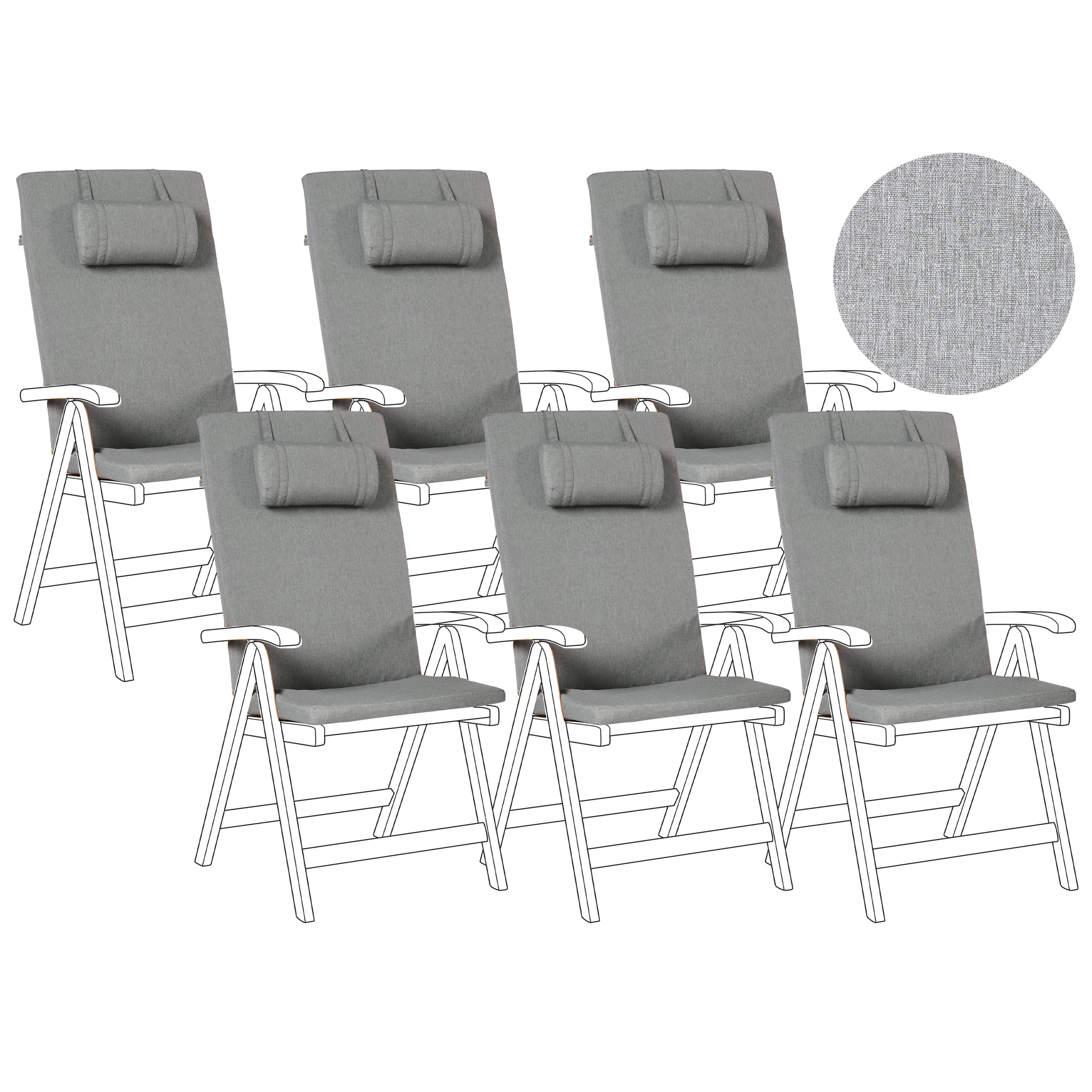 Selkä-/istuintyynysetti 6 kpl JAVA/AMANTEA PREMIUM 50 x 70 cm Meleerattu harmaa