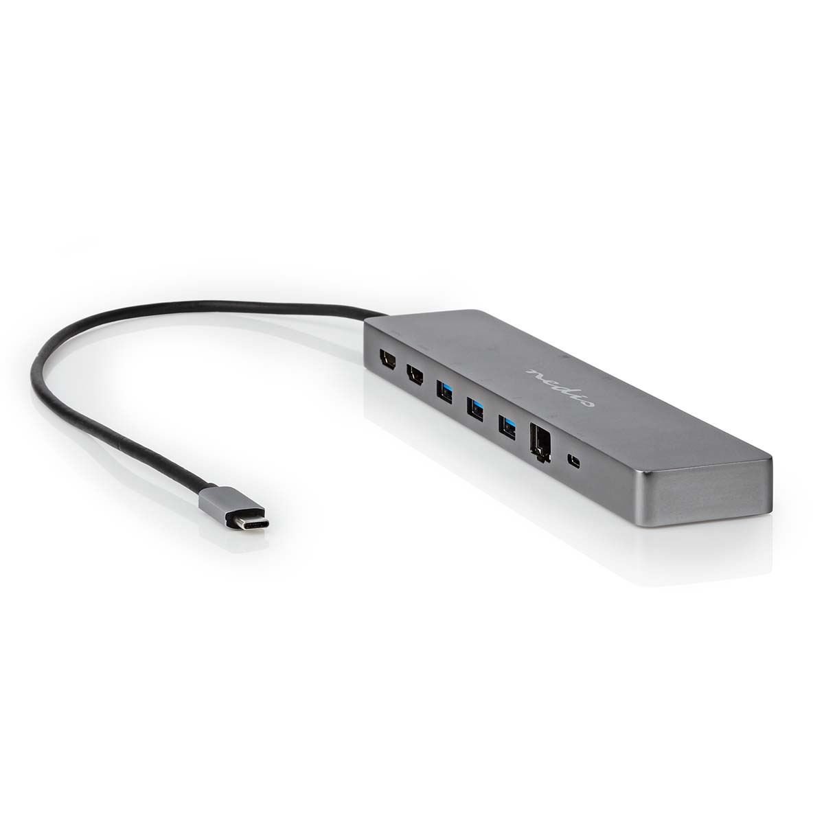 Hub 10-in-1 USB-C RJ45/3USB-A/Jack 3.5mm/2USB-C/2HDMI 0.4m