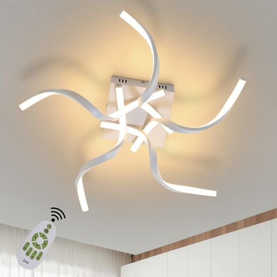 NETTLIFE moderni valkoinen, LED - kattovalaisin, himmennettävä 65cm aaltokuvioinen, makuuhuonevalaisin 48W olohuoneeseen Keittiöön, toimistoon
