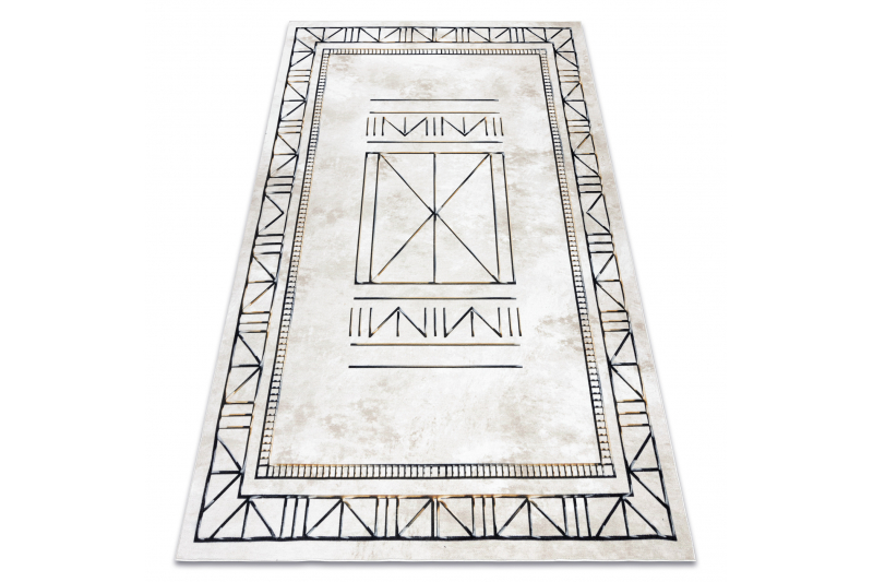 ANTIKA 125 tek matto, moderni kehyskuviolla pesu, kreikkalainen - beige / harmaa 120x170 cm