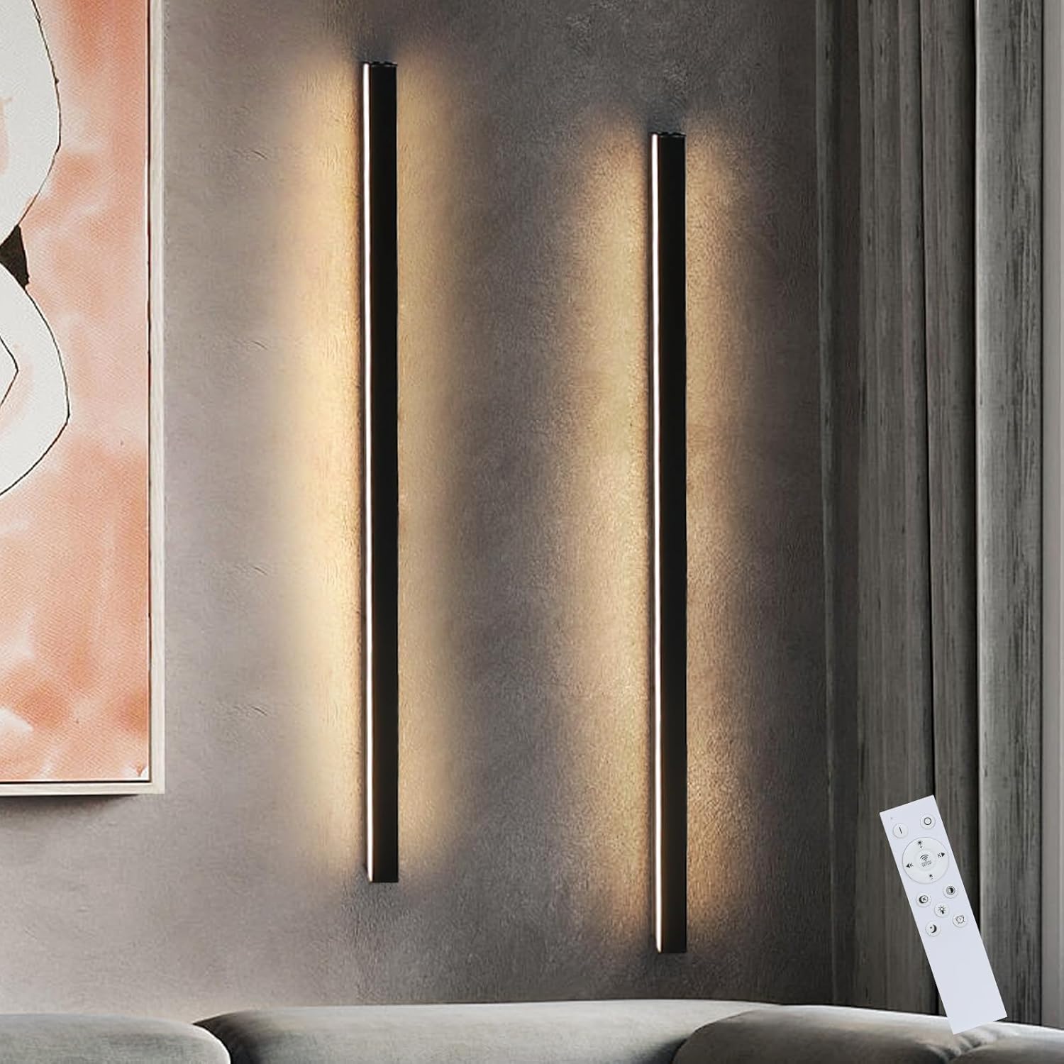 ZMH 2 kpl LED-seinävalaisimia sisätiloihin, musta, 100 cm, 3000 K, moderni, eteiseen ja makuuhuoneeseen