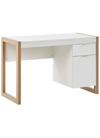 Työpöytä JOHNSON Ruskea/valkoinen 112 cm 50 cm säilytystila