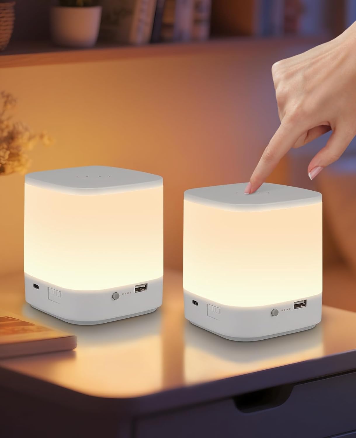 ZMH 2 kpl USB-ladattavia himmennettäviä LED-pöytävalaisimia, joissa on 3 värilämpötilaa (3600mAh)