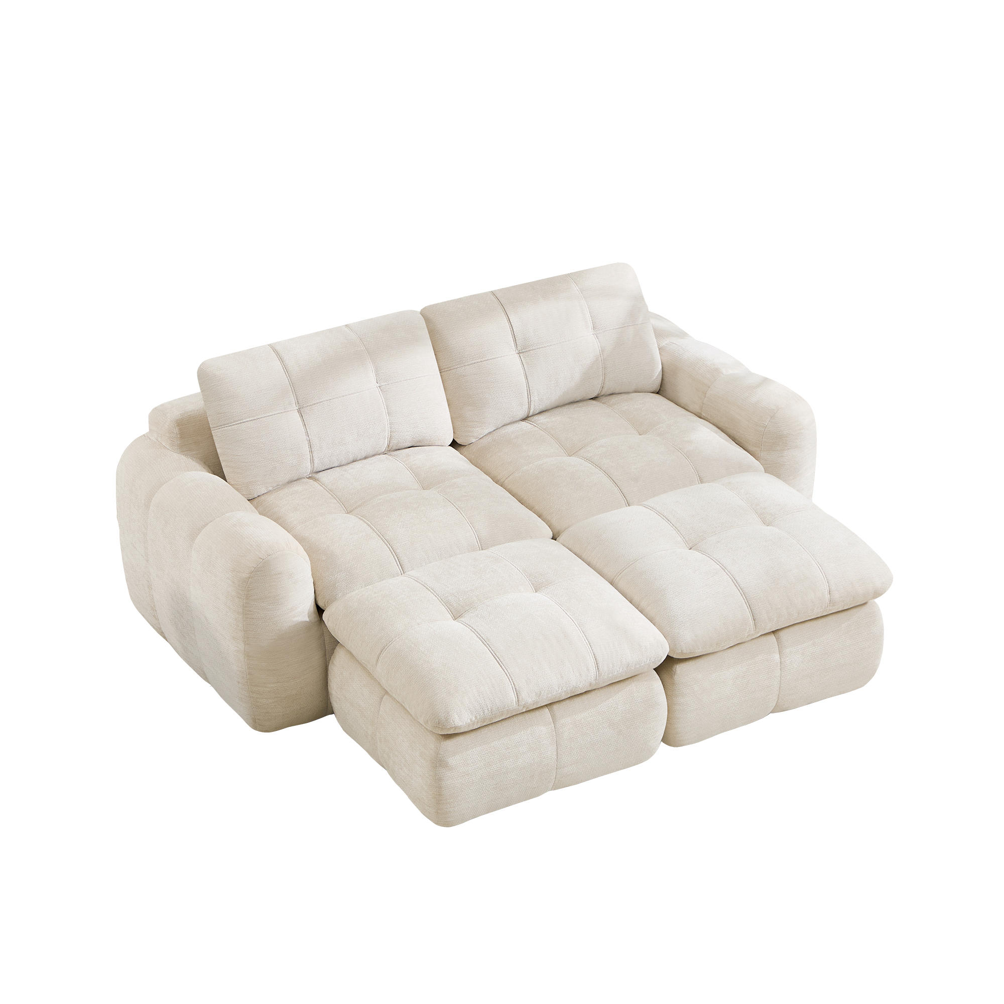 moduulisohva 2-paikkainen beige chenille skandinaavinen säädettävä