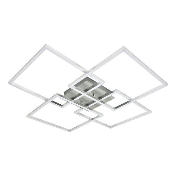 NETTLIFE LED - kattovalaisin makuuhuoneeseen, hopeanvärinen, himmennettävä, 64 cm, 36 W, geometrinen, olohuone, kaukosäädin