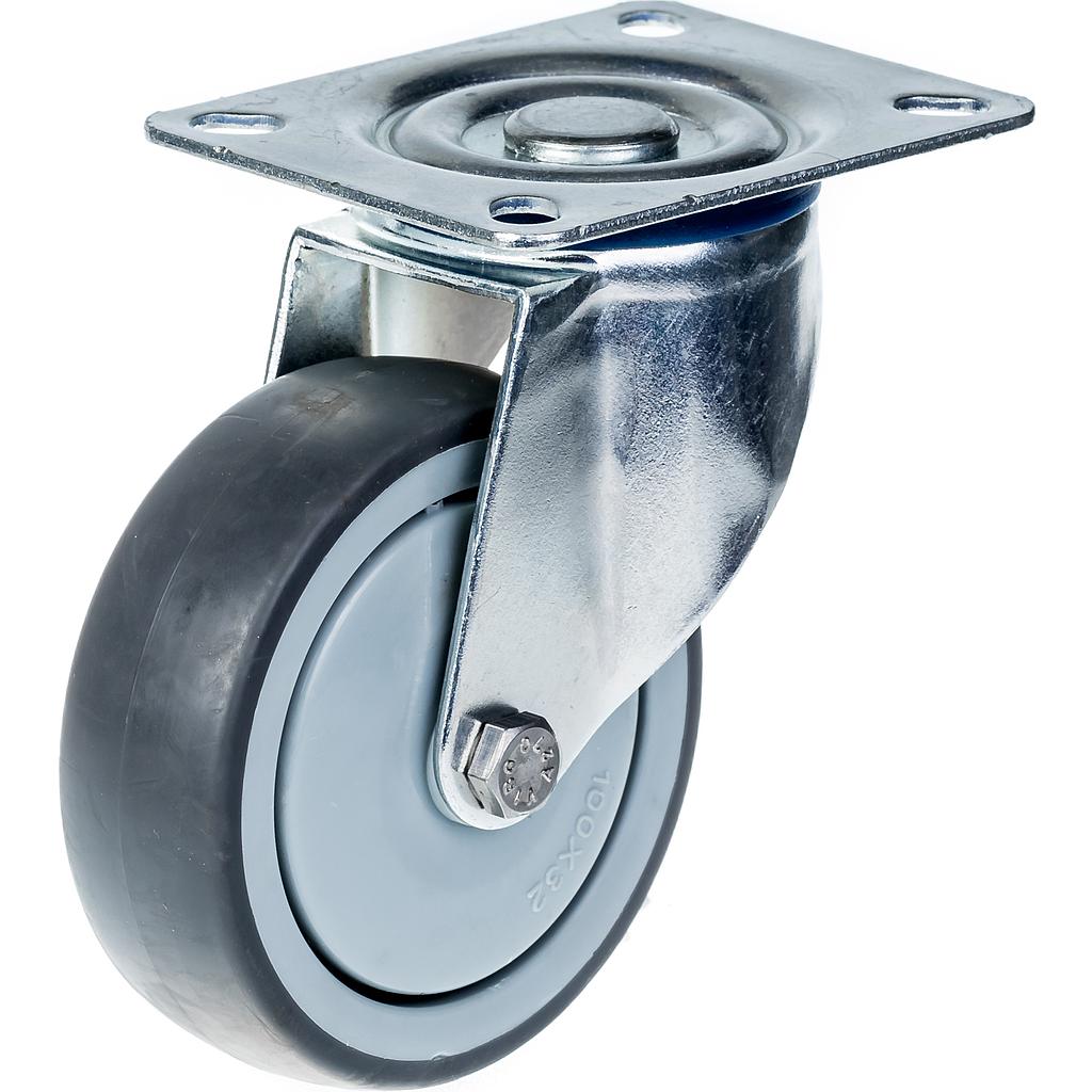 80 mm:n (3 tuuman) pyörä, harmaa kumirengas, kääntyvä, kestävä, kantavuus 80 kg