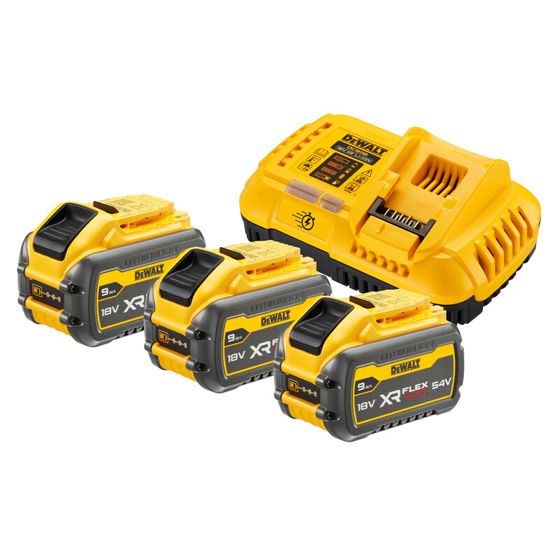 DeWalt XR FLEXVOLT -lataussarja: 3x 9,0 Ah + DCB118 DCB118X3