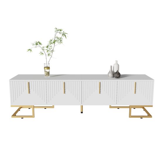 TV-taso 170x40x45,5 cm valkoinen lastulevy säilytyksellä ja liukuovilla