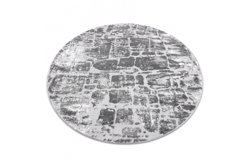 Matto MEFE moderni Pyöreä 6184 katukivet tiili - tummanharmaa pyöreä 120 cm