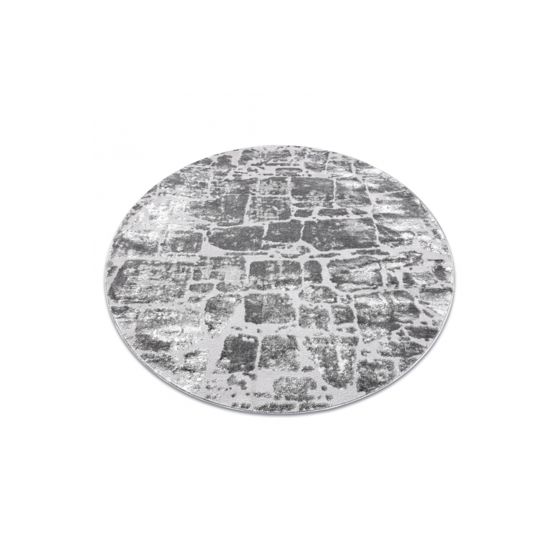Matto MEFE moderni Pyöreä 6184 katukivet tiili - tummanharmaa pyöreä 120 cm