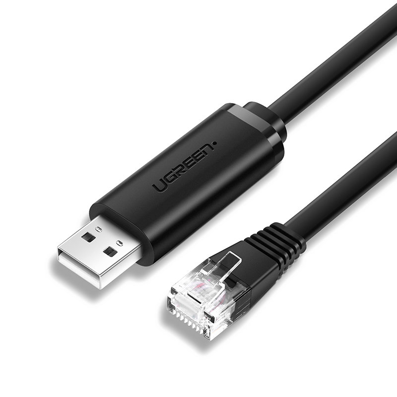 Konsolikaapeli USB - RJ45-sovitin, kierretty pari ethernet 1,5 m, musta
