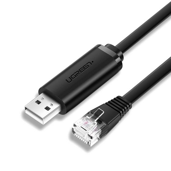 Konsolikaapeli USB - RJ45-sovitin, kierretty pari ethernet 1,5 m, musta
