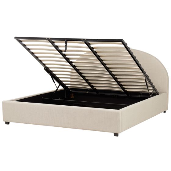 Sänky säilytystilalla kangas VAUCLUSE 180 x 200 cm Hiekanbeige