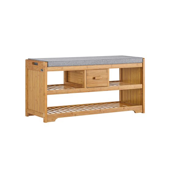 SoBuy Bambusäilytyspenkki luonnollinen puu FSR75-N