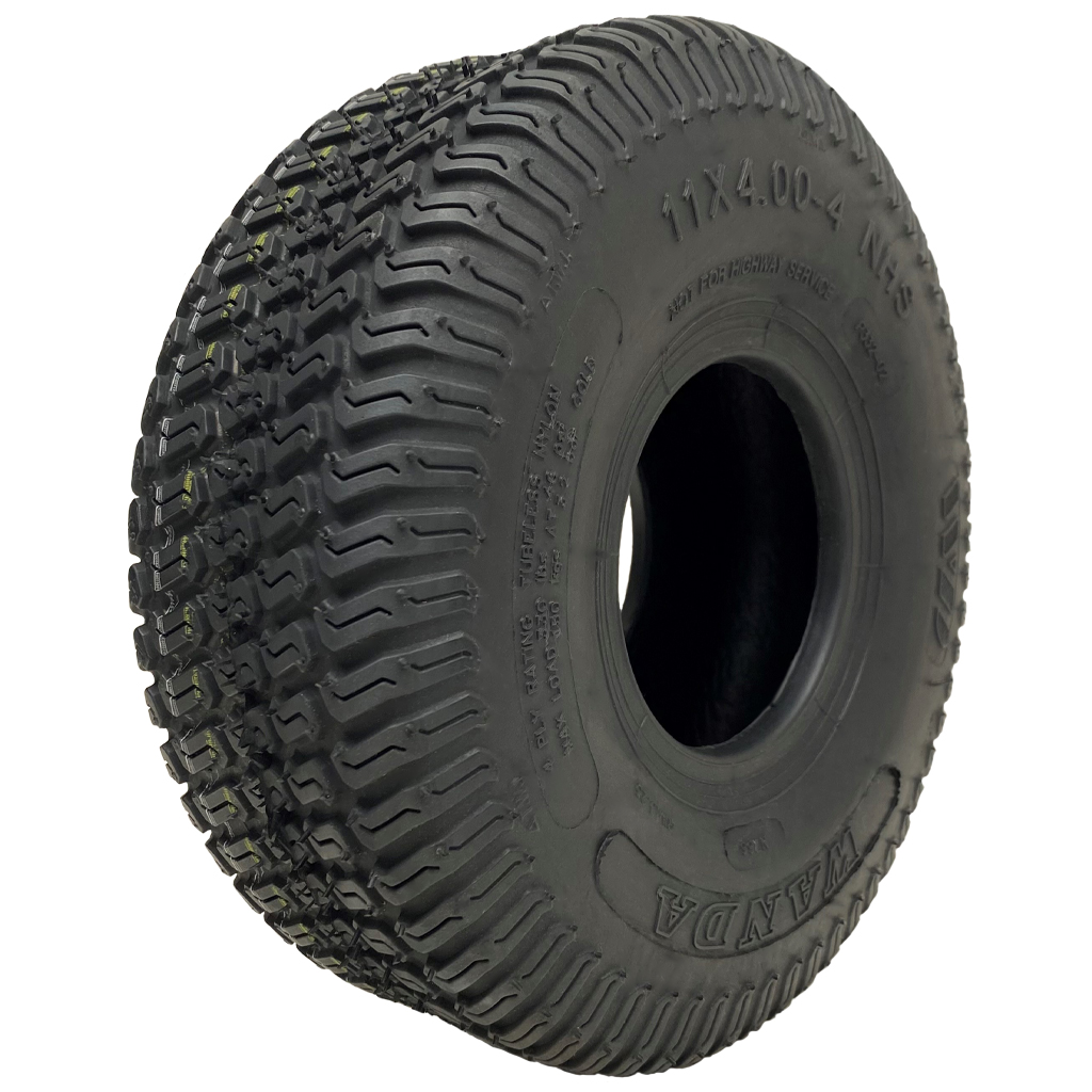 11x4.00-4 ruohonleikkurin monikäyttöinen nurmikkorenkaat, 4-kerroksiset, tubeless, Wanda P332 -kuvio, kantavuus 145 kg
