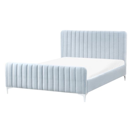 Sänky sametti LUNAN 140 x 200 cm Vaaleansininen