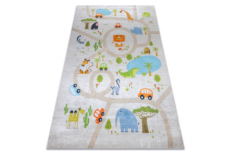 BAMBINO 50230 matto Eläintarha, kadut lapsille liukumaton - beige / vihreä 140x200 cm