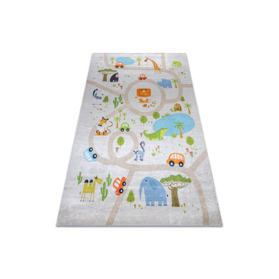 BAMBINO 50230 matto Eläintarha, kadut lapsille liukumaton - beige / vihreä 140x200 cm