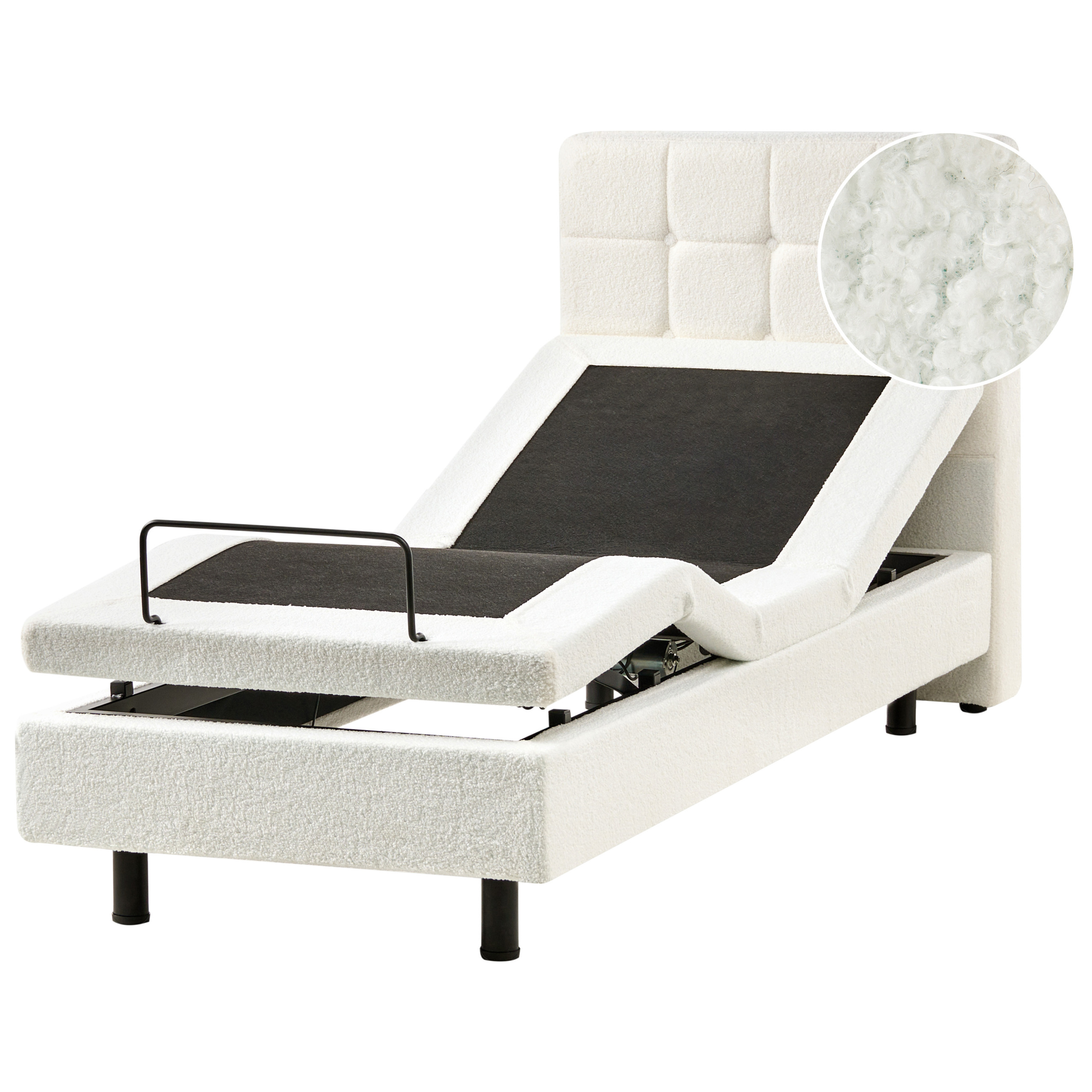 Säädettävä sänky buklee DUKE 80 x 200 cm Luonnonvalkoinen