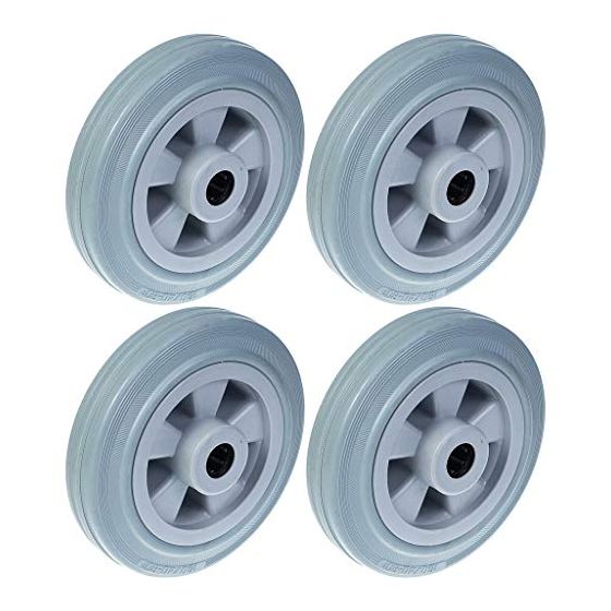 160mm 6" pyörä harmaa kumirengas, muovinen keskiö 540kg kantavuus, 4 kpl:n sarja.