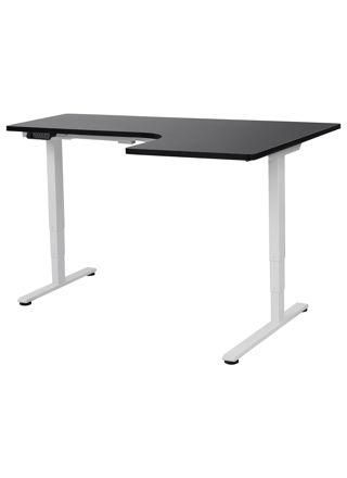 Sähkösäädettävä oikea kulmatyöpöytä DESTINES Musta/valkoinen 160 cm 109 cm Oikea