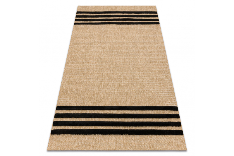 SPARK 0689 beige / musta matto - Linjat, sisal, rakenne 180x270 cm