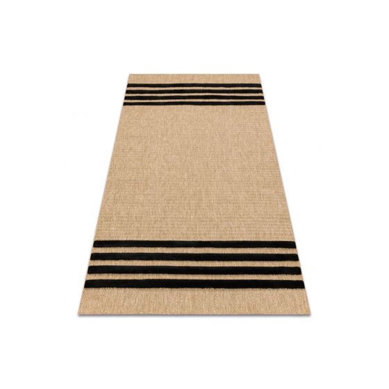 SPARK 0689 beige / musta matto - Linjat, sisal, rakenne 180x270 cm