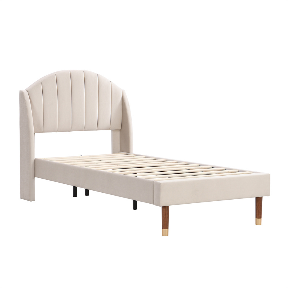 Verhoiltu Sänky 90 x 200 cm, Beige Sametti