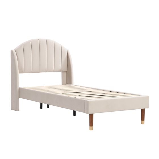 Verhoiltu Sänky 90 x 200 cm, Beige Sametti
