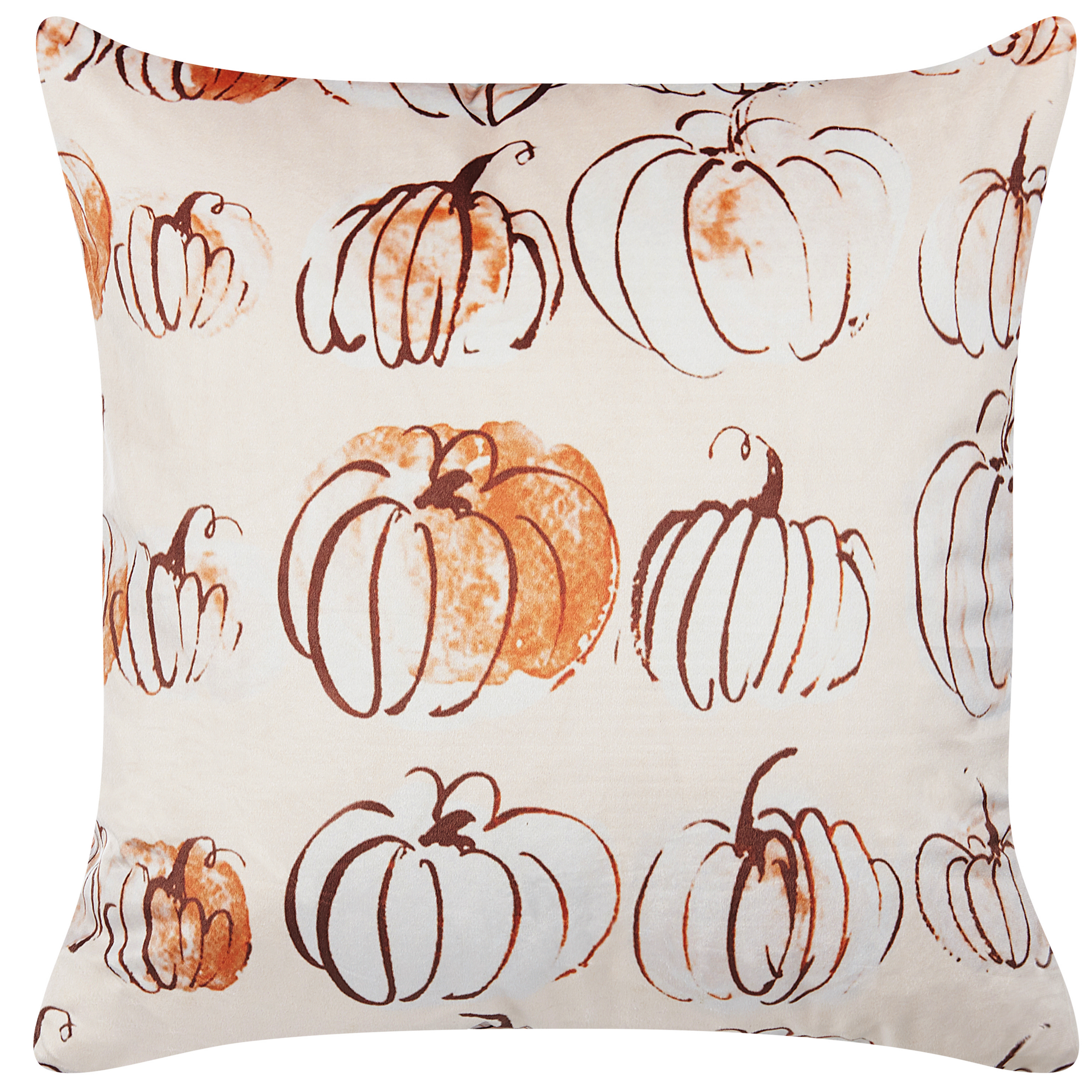Koristetyyny CUCURBITA 45 x 45 cm Sametti Beige Kasvikuvio
