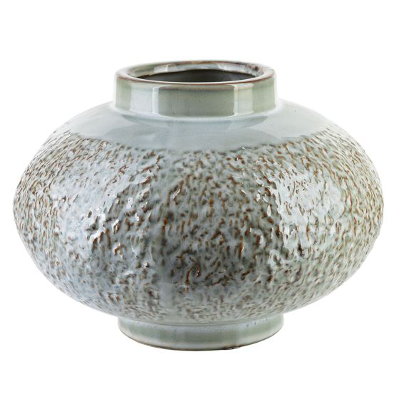 MONDEX keramiikkamaljakko, vihreä, tynnyrimäinen, 26,5 x 26,5 x 20 cm