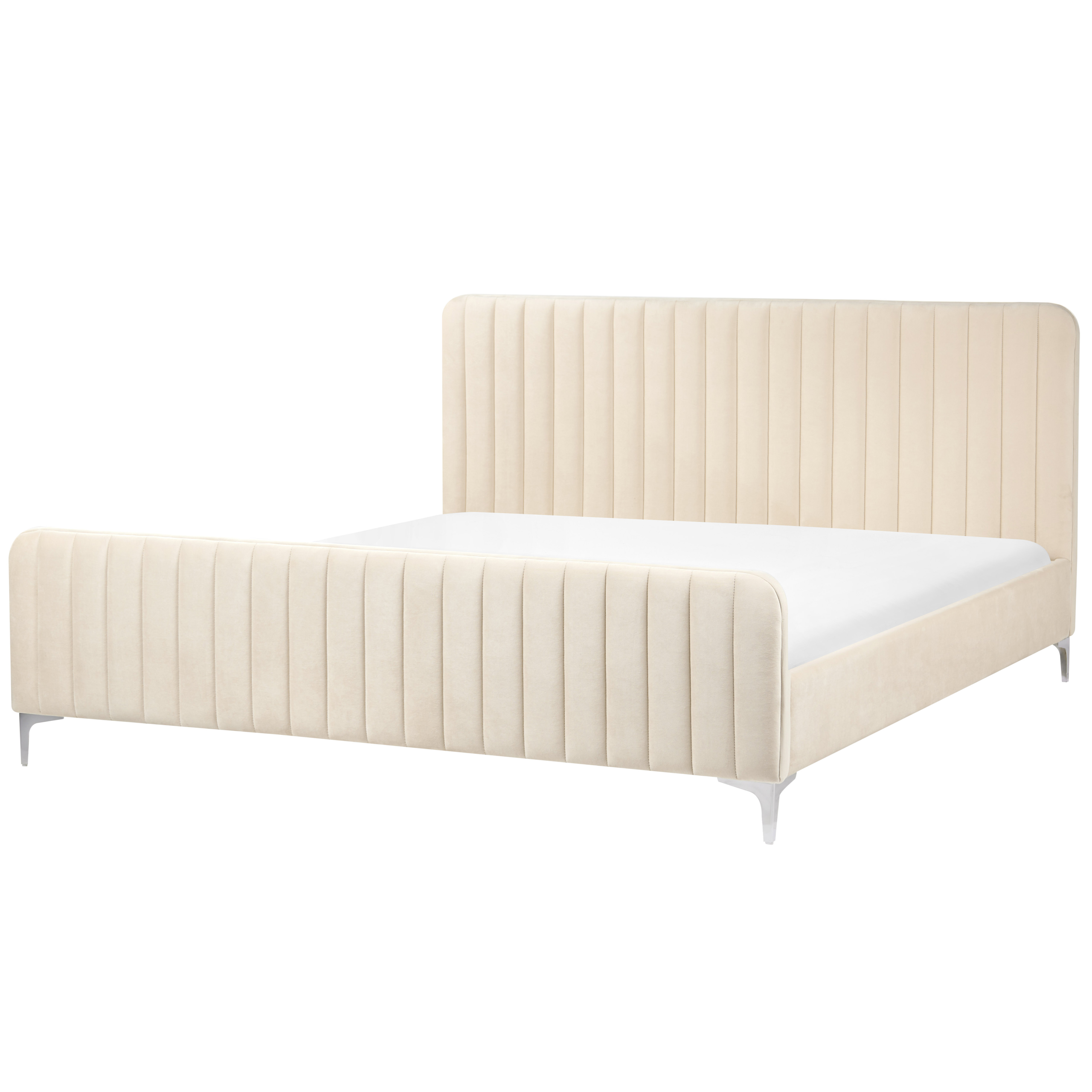 Sänky Sametti LUNAN 180 x 200 cm Vaaleanbeige