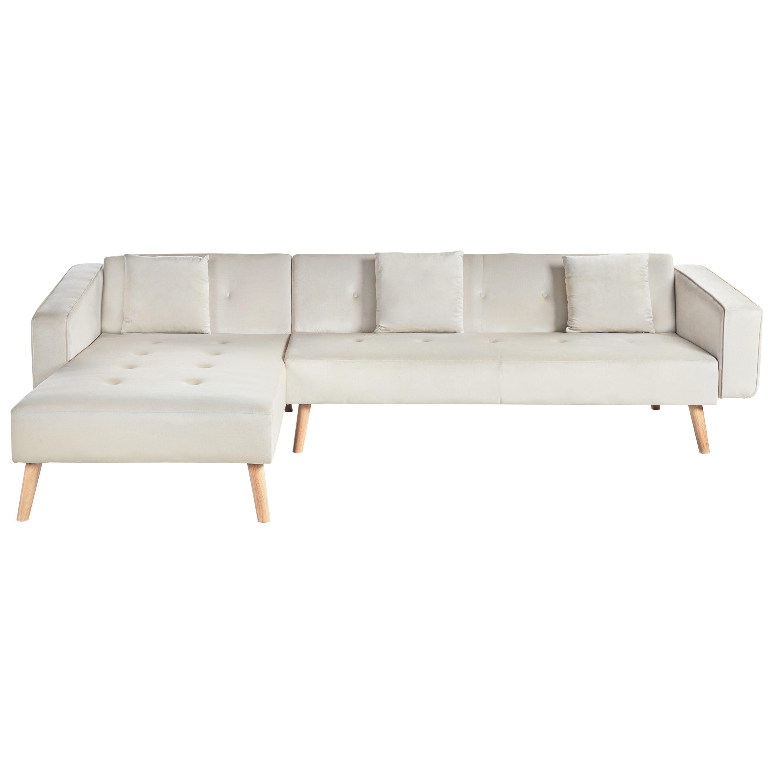 Kulmavuodesohva VADSO sametti Vaaleanbeige 4-istuttava Oikea