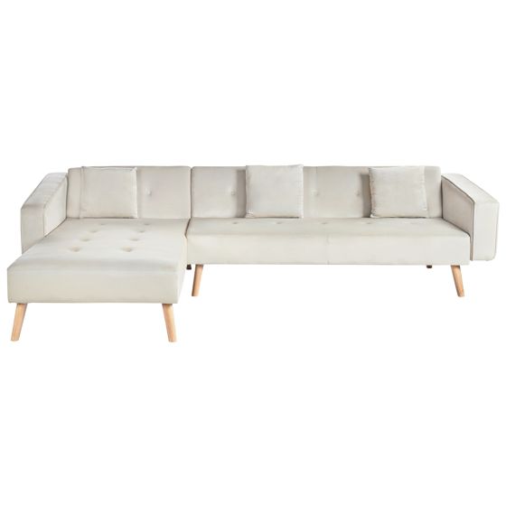 Kulmavuodesohva VADSO sametti Vaaleanbeige 4-istuttava Oikea