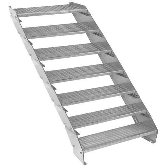 Säädettävät 7-osaiset galvanoidut portaat - 900 mm leveät