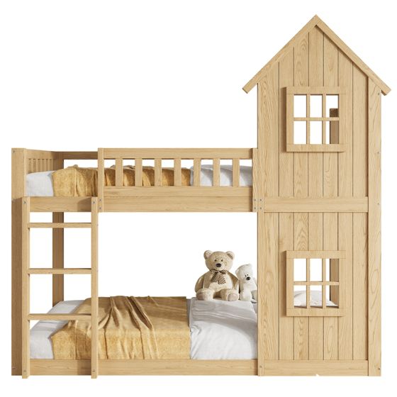 Sänky 90x200 cm turva-aidat säädettävä lastenhuoneeseen luonnonvärisenä puinen ja MDF