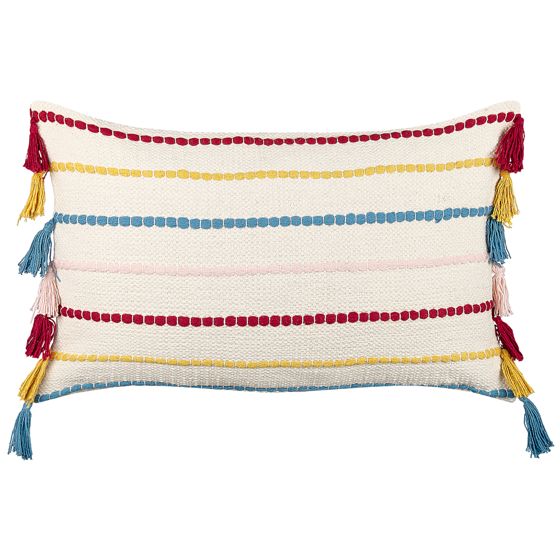 Koristetyyny AGAVE puuvilla 40 x 60 cm Vaaleanbeige Raitakuvio