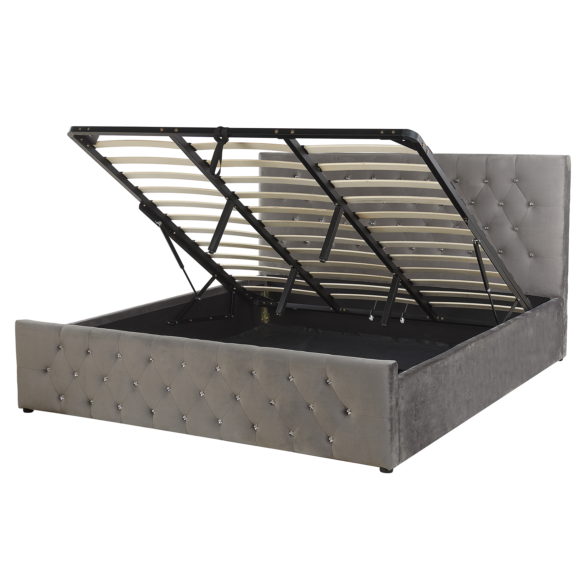 Sänky säilytystilalla sametti AMIENS 180 x 200 cm Harmaa