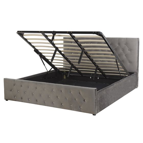 Sänky säilytystilalla sametti AMIENS 180 x 200 cm Harmaa