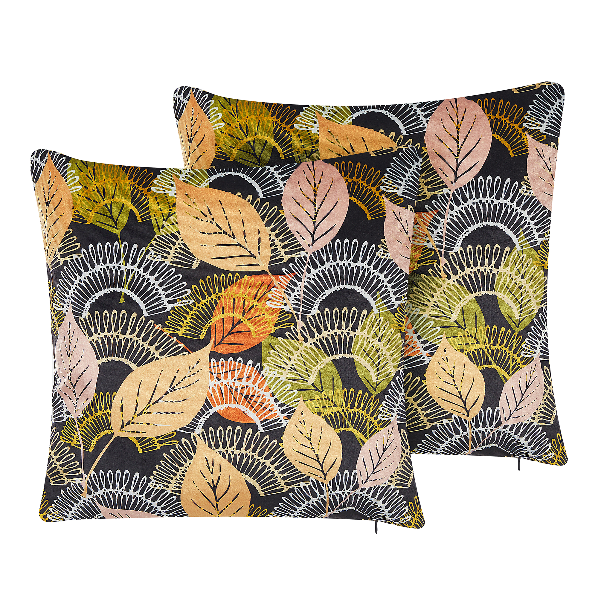 Koristetyynysetti 2 kpl LAGURUS 45 x 45 cm Sametti Monivärinen Kasvikuvio