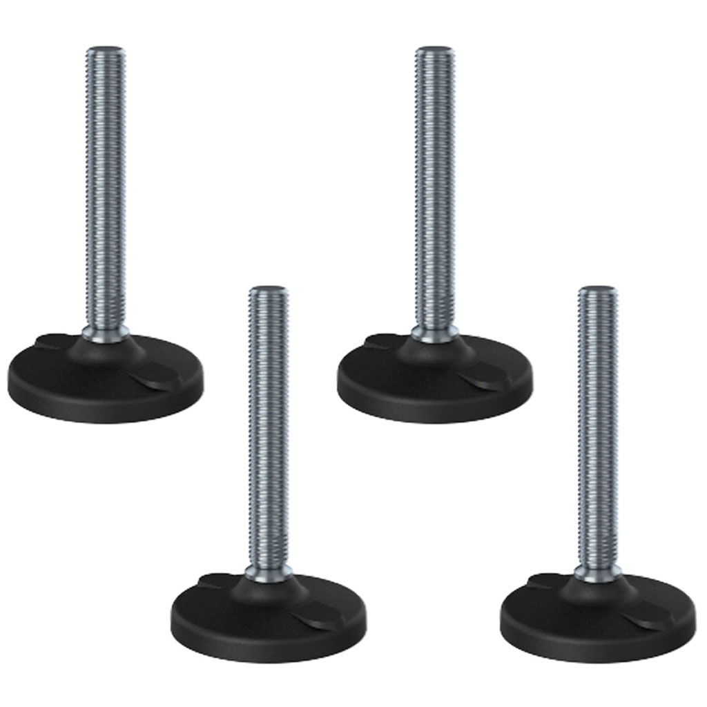 Ruostumaton tasoitusjalka M20x150, 100 mm:n muovialusta rei'illä, kantavuus 6000 kg – 4 kpl:n sarja