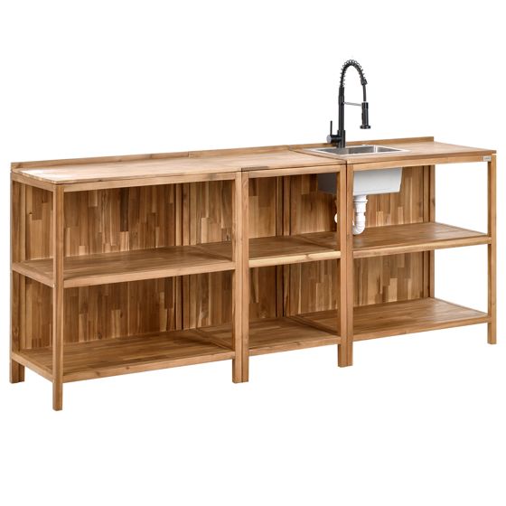 Ulkokeittiösetti pesualtaalla 3 osaa VENOSA akaasia Ruskea