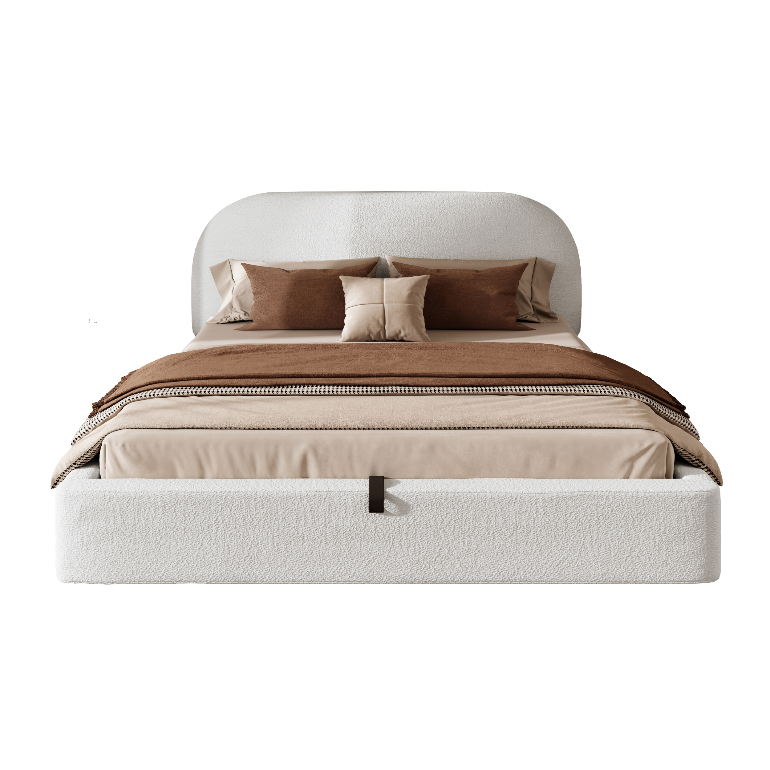 sänky 160x200 cm säilytystila LED-valaistus turva-aidat beige bouclé