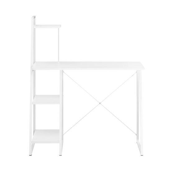 SoBuy Tietokonepöytä valkoinen lastulevystä ja metallista FWT29-W